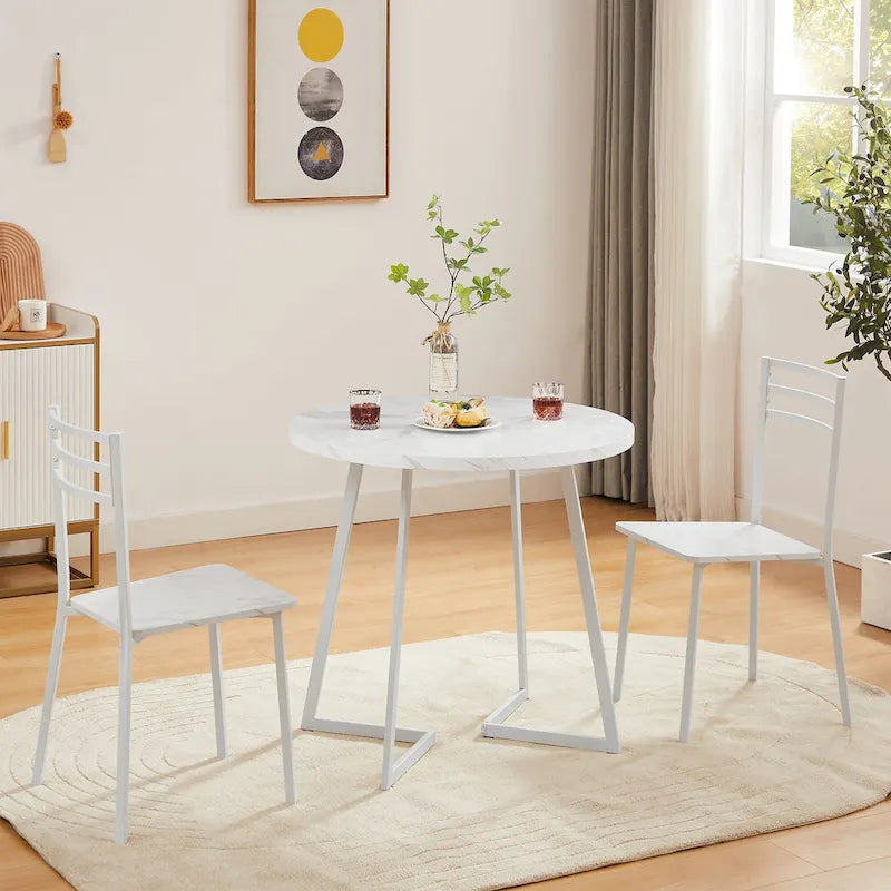 Javlergo 31.5 Round Dining Table Modern Leisure Table with Metal Leg