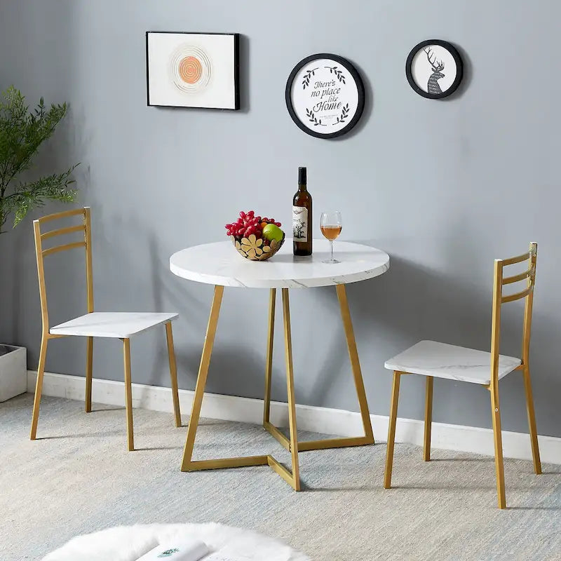 Javlergo 31.5 Round Dining Table Modern Leisure Table with Metal Leg