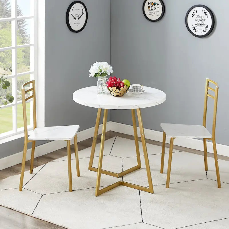 Javlergo 31.5 Round Dining Table Modern Leisure Table with Metal Leg