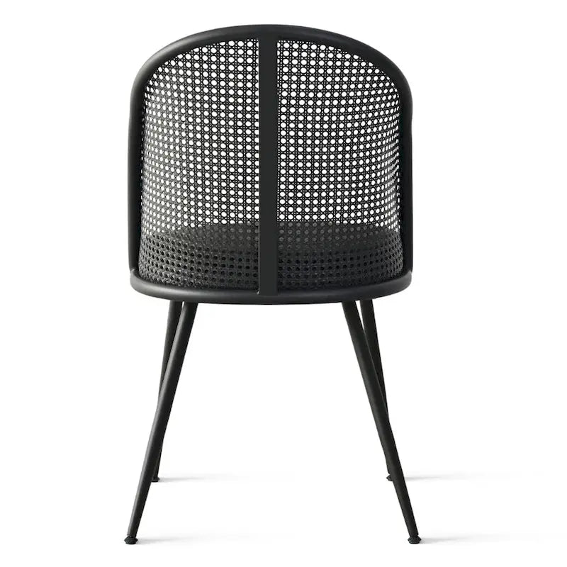 High Back Rattan Boucle Dining Chair