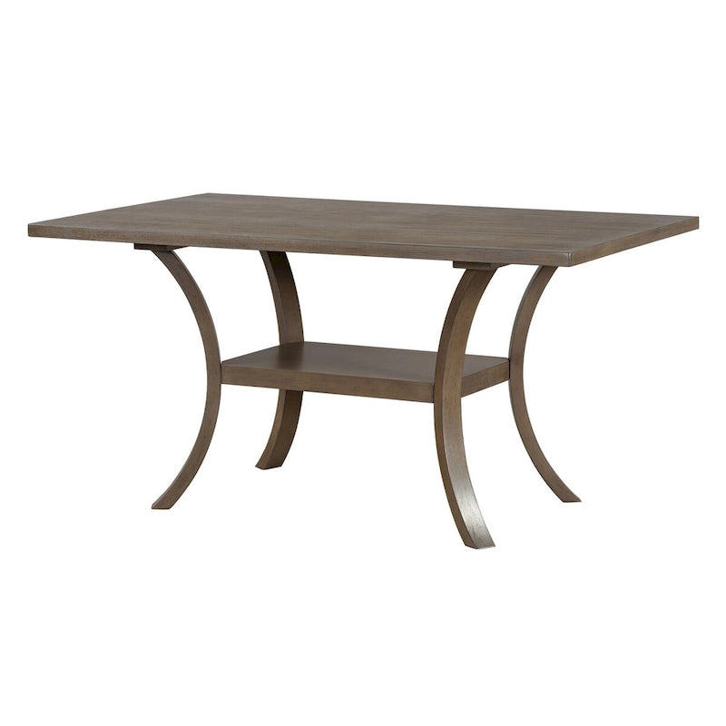 6-Piece Dining Table Set with Storage Shelf and Curved Legs, Kitchen Table Set with Bench and 4 Removable Cushions Dining Chairs