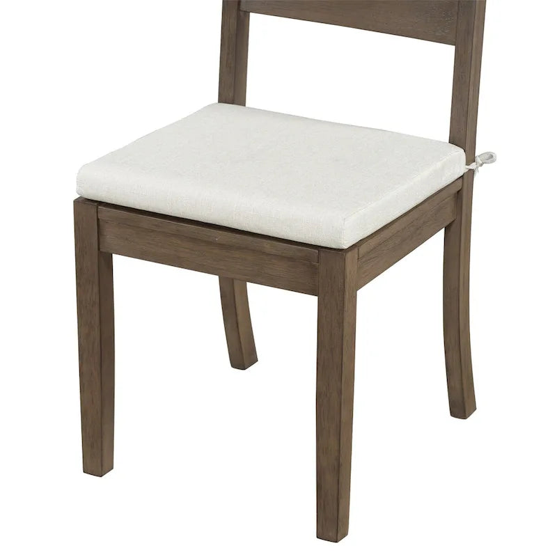 6-Piece Dining Table Set with Storage Shelf and Curved Legs, Kitchen Table Set with Bench and 4 Removable Cushions Dining Chairs