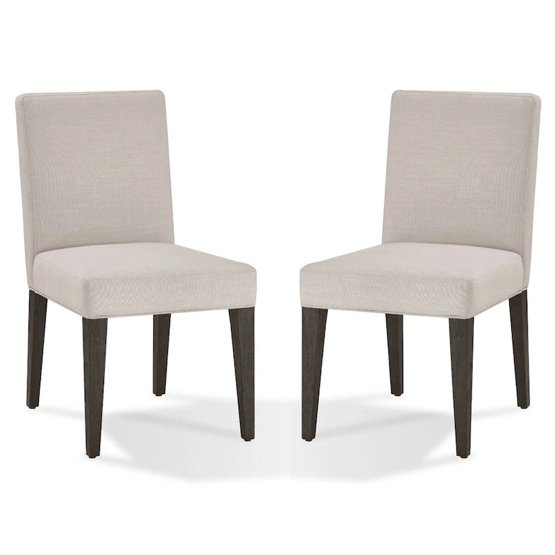 Mod 19 Inch Parson Style Dining Chair, Rubberwood, Set of 2, Light Gray