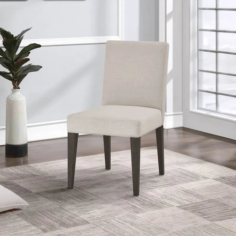 Mod 19 Inch Parson Style Dining Chair, Rubberwood, Set of 2, Light Gray