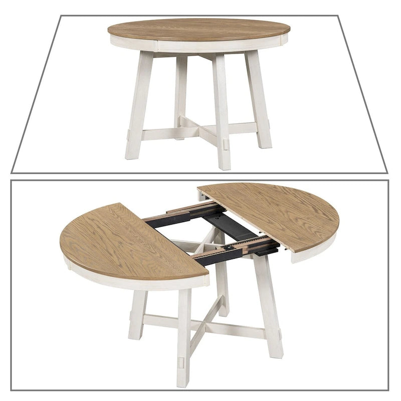 Vintage Stylish Extendable Dining Table with a Removable Leaf
