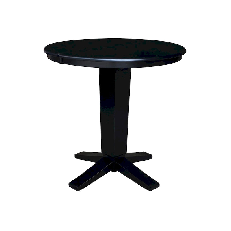 36 in Round Top Pedestal Counter Height Dining Table with 12 in Leaf