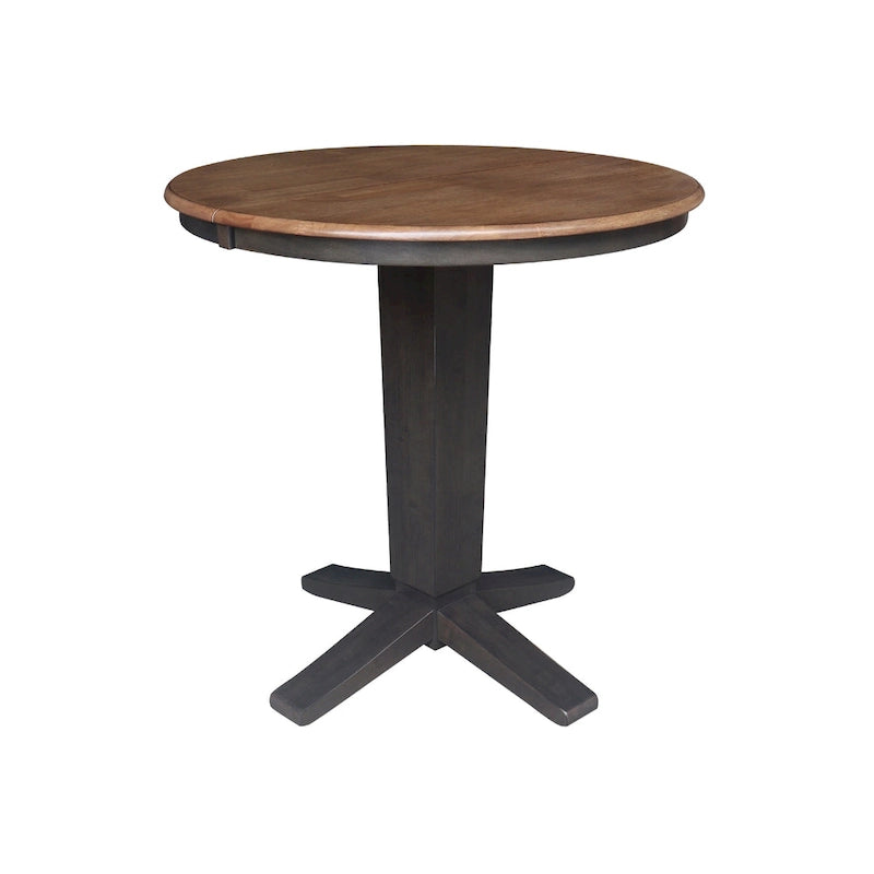 36 in Round Top Pedestal Counter Height Dining Table with 12 in Leaf