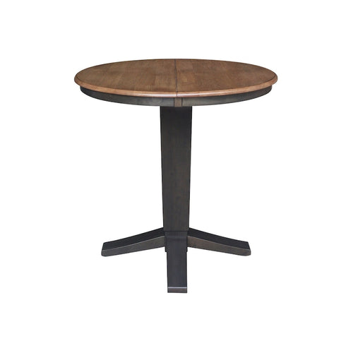 36 in Round Top Pedestal Counter Height Dining Table with 12 in Leaf