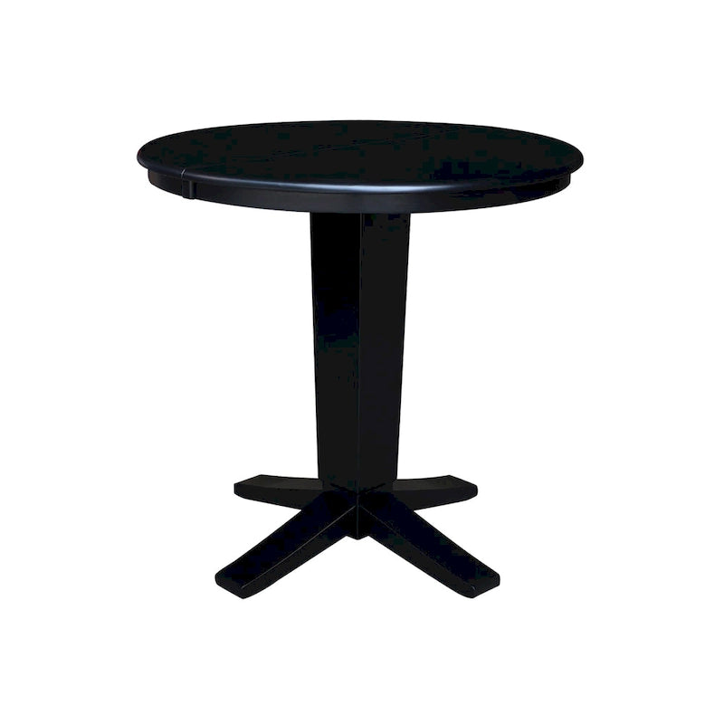 36 in Round Top Pedestal Counter Height Dining Table with 12 in Leaf