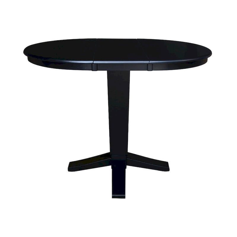 36 in Round Top Pedestal Counter Height Dining Table with 12 in Leaf