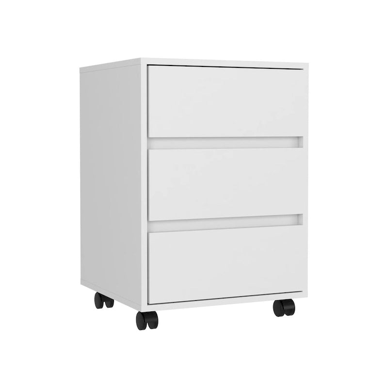 Three Drawers Bang, Filing Cabinet, Roller Blade Glide, White Finish,High quality and durable