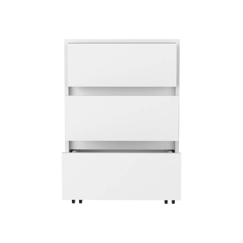 Three Drawers Bang, Filing Cabinet, Roller Blade Glide, White Finish,High quality and durable