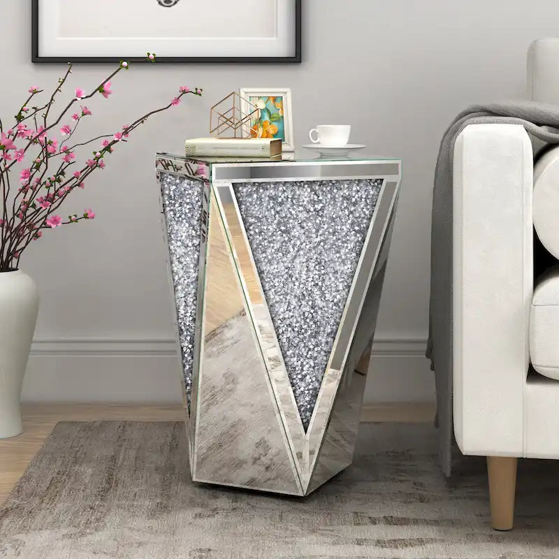 KOHROS Diamond Mirrored Console Table