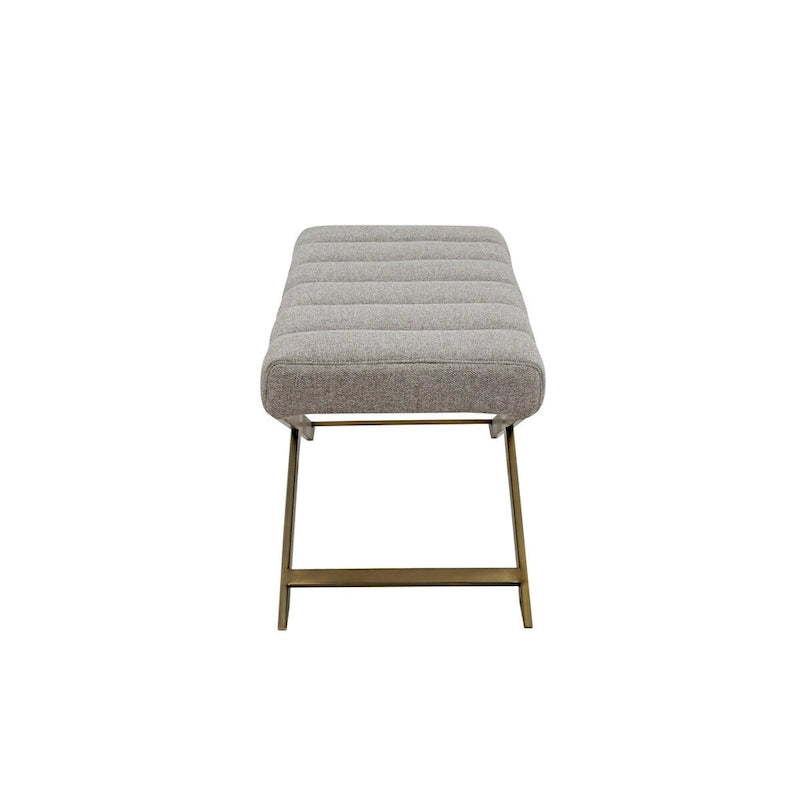 Modrest Xane Contemporary Grey Fabric & Brushed Brass Bench