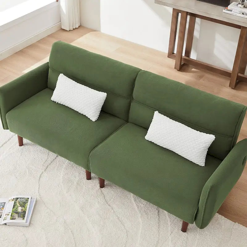 Convertible Futon Sofa Bed, Adjustable Couch Sleeper, Couch Corduroy Fabric Comfy Sofa bed with Wooden Legs & 2 Pillows