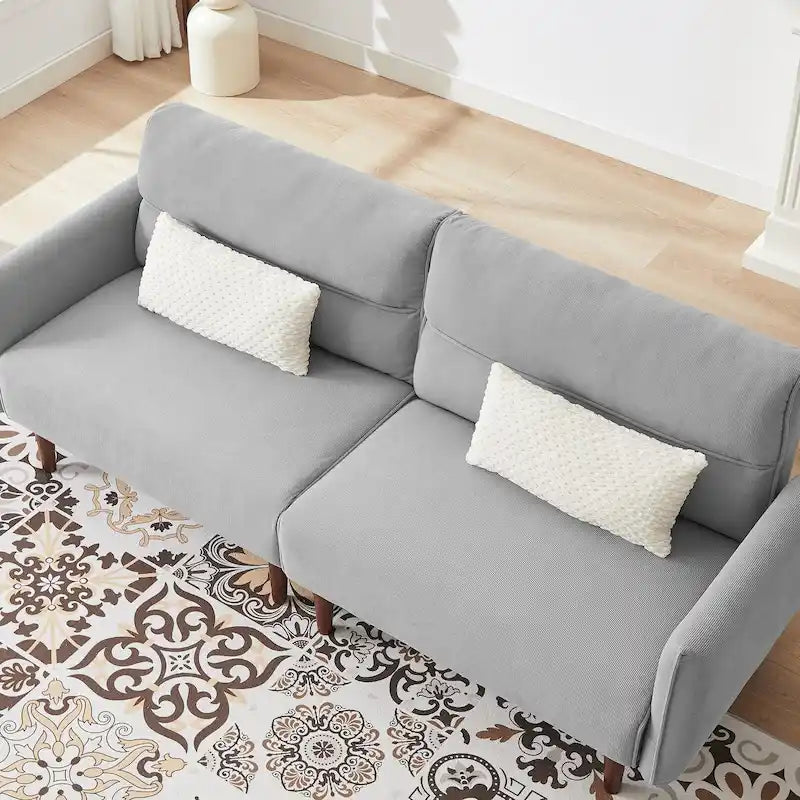 Convertible Futon Sofa Bed, Adjustable Couch Sleeper, Couch Corduroy Fabric Comfy Sofa bed with Wooden Legs & 2 Pillows