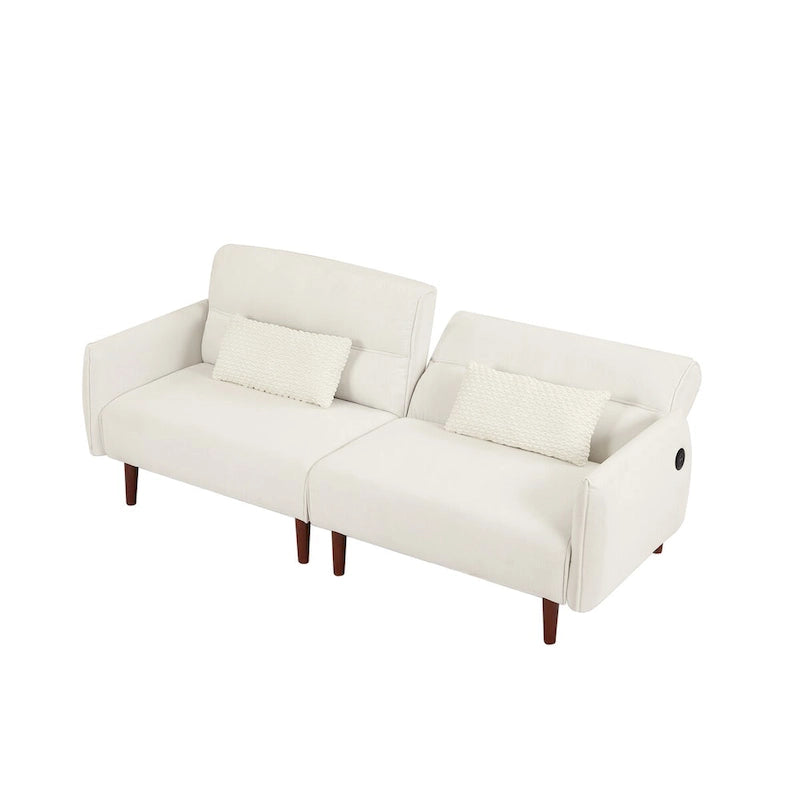 Convertible Futon Sofa Bed, Adjustable Couch Sleeper, Couch Corduroy Fabric Comfy Sofa bed with Wooden Legs & 2 Pillows