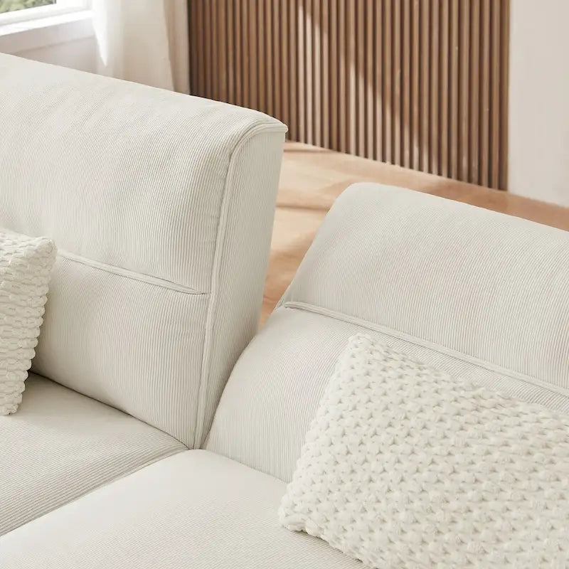 Convertible Futon Sofa Bed, Adjustable Couch Sleeper, Couch Corduroy Fabric Comfy Sofa bed with Wooden Legs & 2 Pillows