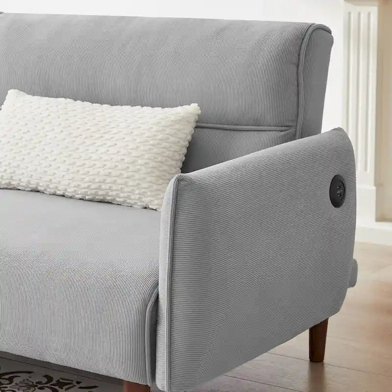 Convertible Futon Sofa Bed, Adjustable Couch Sleeper, Couch Corduroy Fabric Comfy Sofa bed with Wooden Legs & 2 Pillows