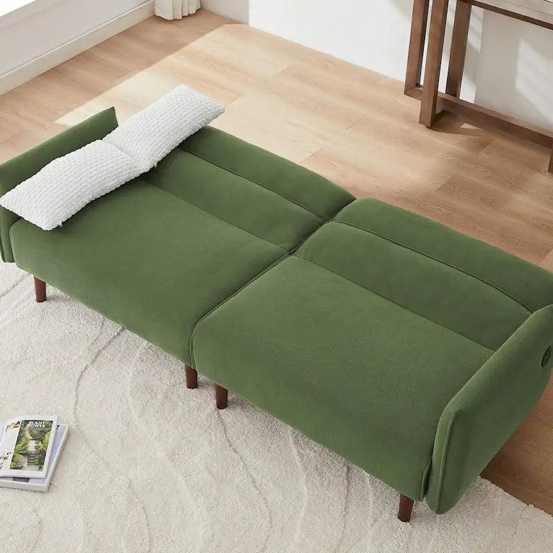 Convertible Futon Sofa Bed, Adjustable Couch Sleeper, Couch Corduroy Fabric Comfy Sofa bed with Wooden Legs & 2 Pillows