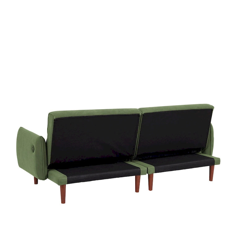 Convertible Futon Sofa Bed, Adjustable Couch Sleeper, Couch Corduroy Fabric Comfy Sofa bed with Wooden Legs & 2 Pillows