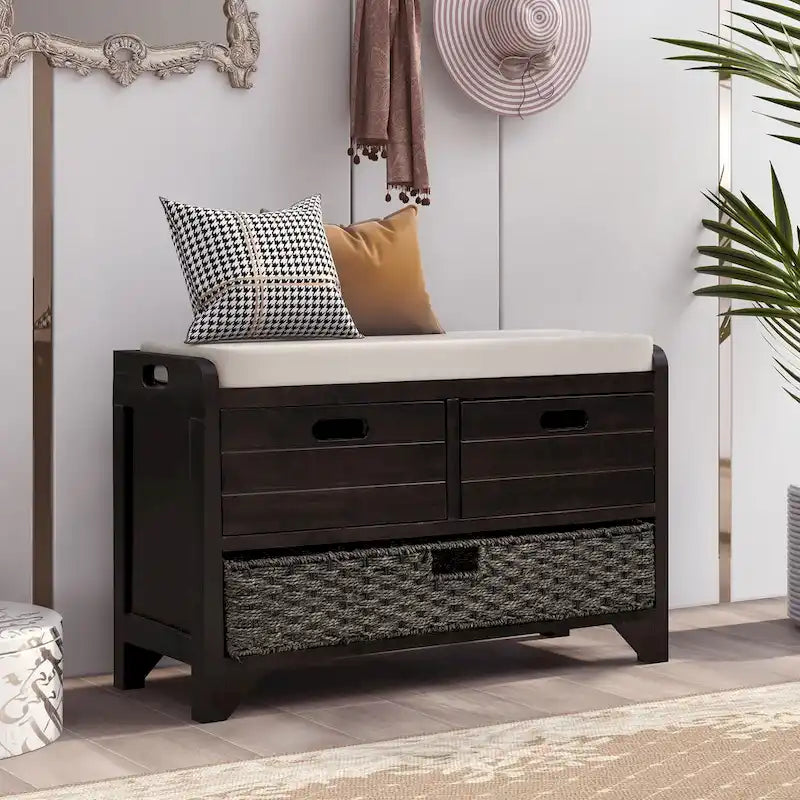 Storage Bench with Removable Basket and 2 Drawers