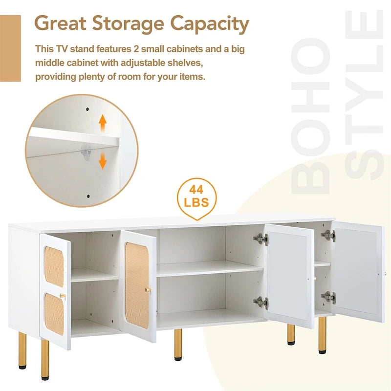 Merax Woven Media Console Table for TVs Up to 70