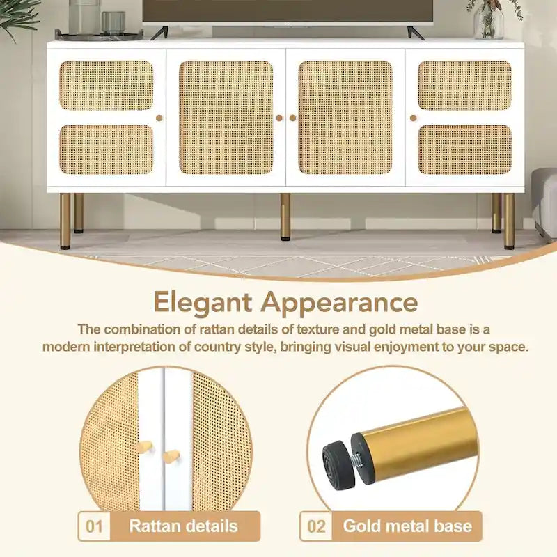 Merax Woven Media Console Table for TVs Up to 70