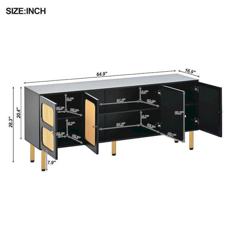 Merax Woven Media Console Table for TVs Up to 70