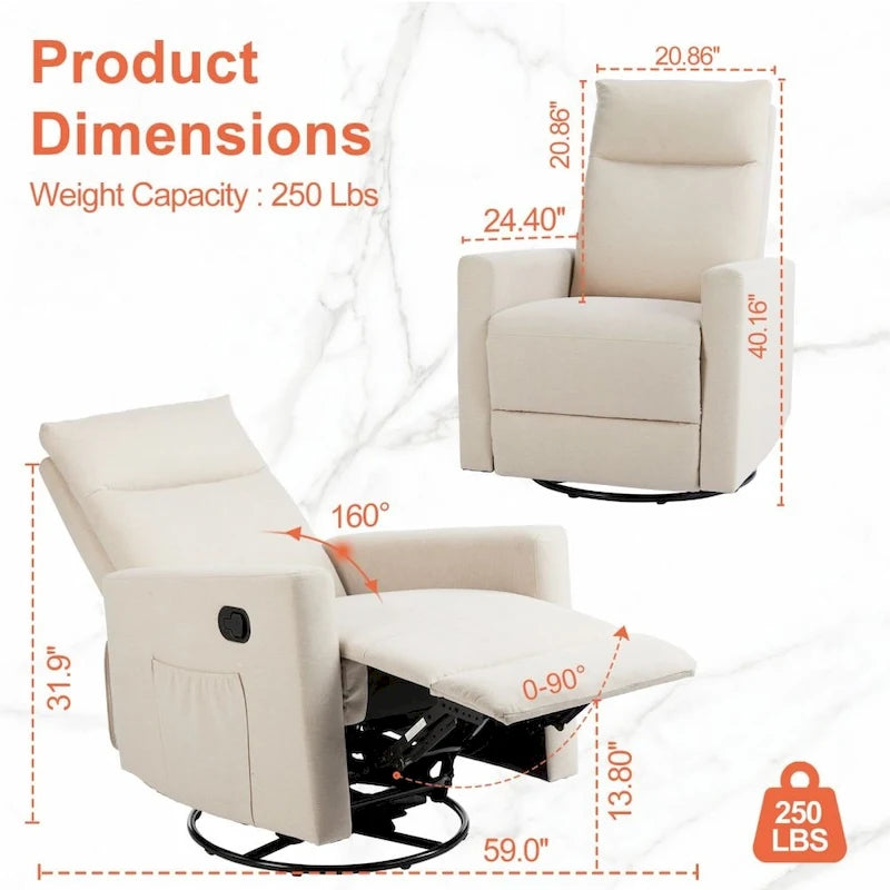 Manual Recliner Chair Winback Fabric Single Sofa