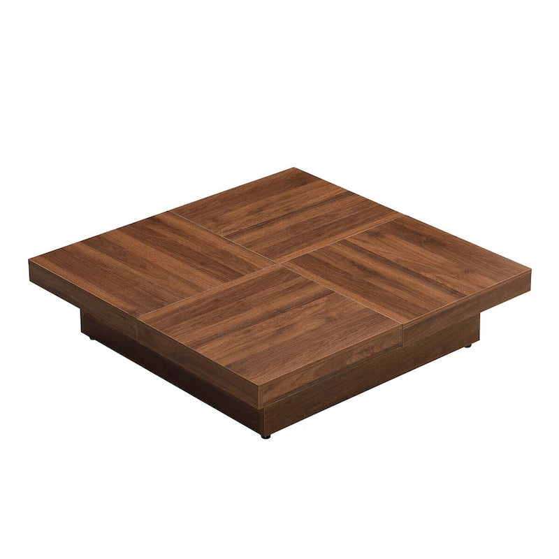 Square Marble Veneer Coffee Table Sliding Top with Storage by Harper&Bright Designs