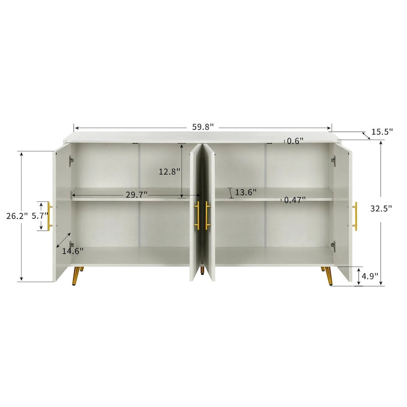 Wood TV Stand with Storage Cabinet & Adjustable Shelves, Media TV Console for Living Room Bedroom