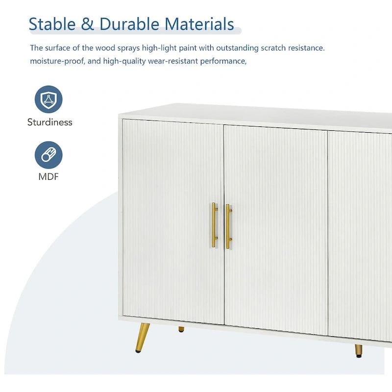 Wood TV Stand with Storage Cabinet & Adjustable Shelves, Media TV Console for Living Room Bedroom