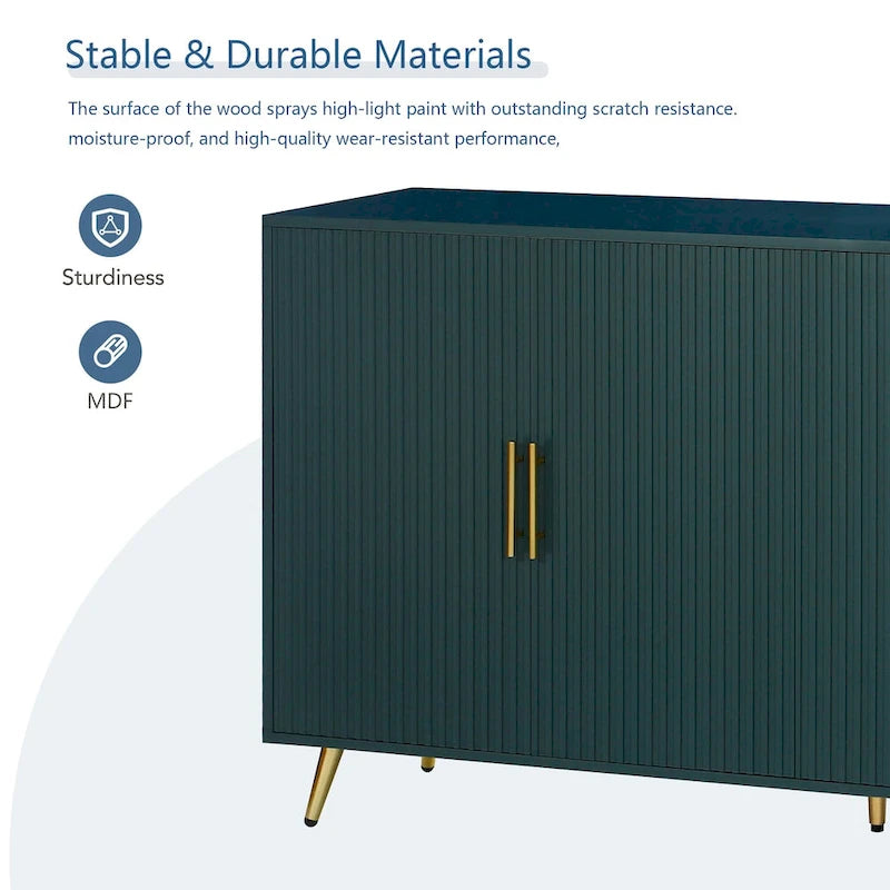 Wood TV Stand with Storage Cabinet & Adjustable Shelves, Media TV Console for Living Room Bedroom