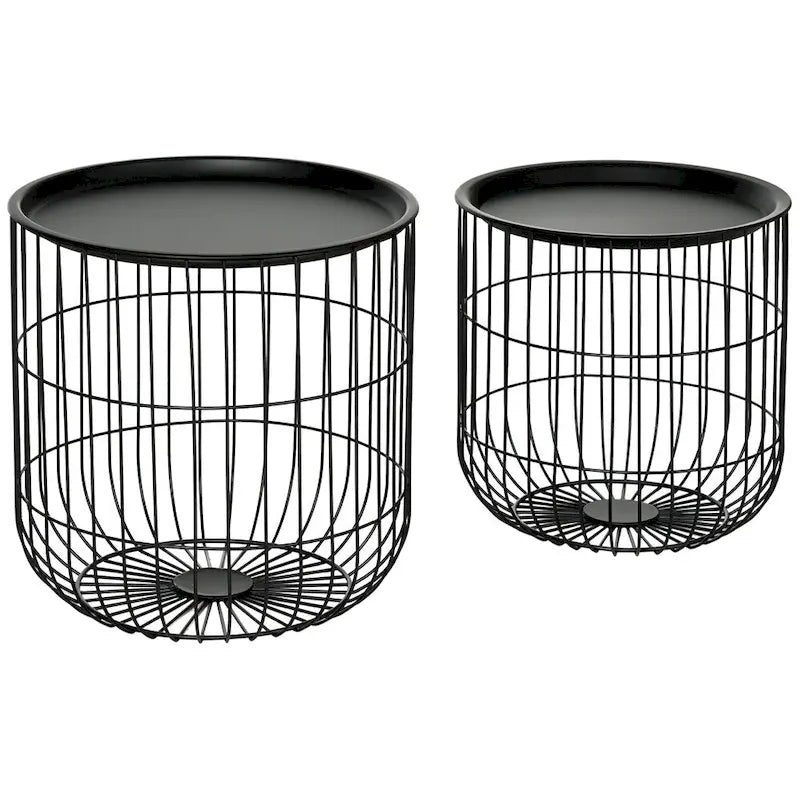 Nesting Coffee Tables with Steel Body and Removable Top (Set of 2)