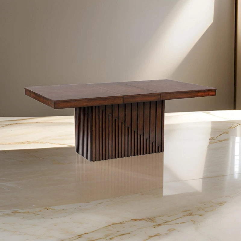 Ryn Dining Table, 60-78 Inch Removable Extendable Rectangular Top, Brown