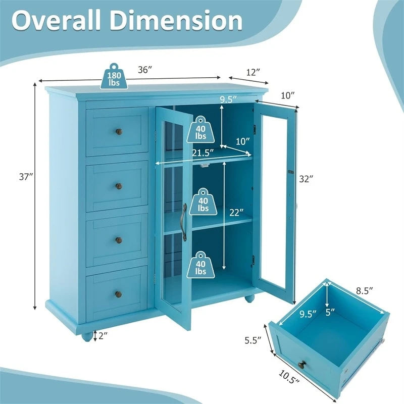 Sideboard Buffet Storage Cabinet - 12D x 36W x 37H