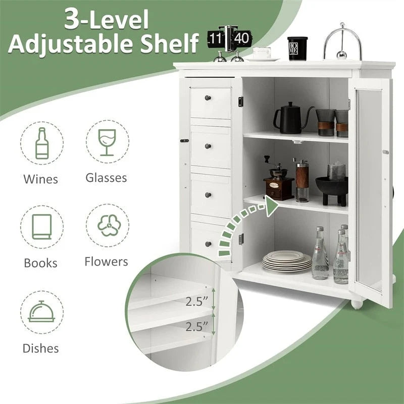 Sideboard Buffet Storage Cabinet - 12D x 36W x 37H