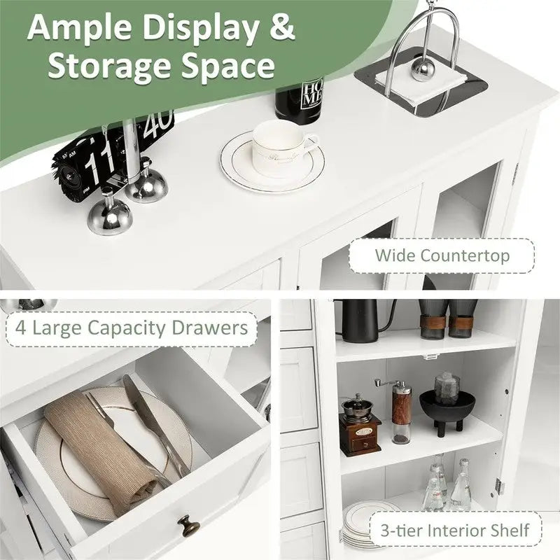 Sideboard Buffet Storage Cabinet - 12D x 36W x 37H