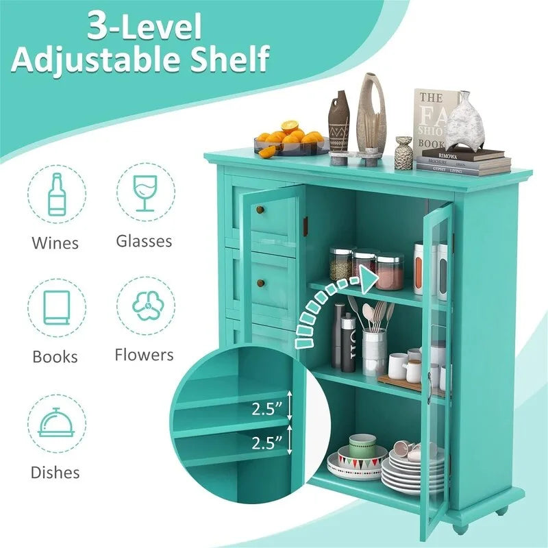 Sideboard Buffet Storage Cabinet - 12D x 36W x 37H