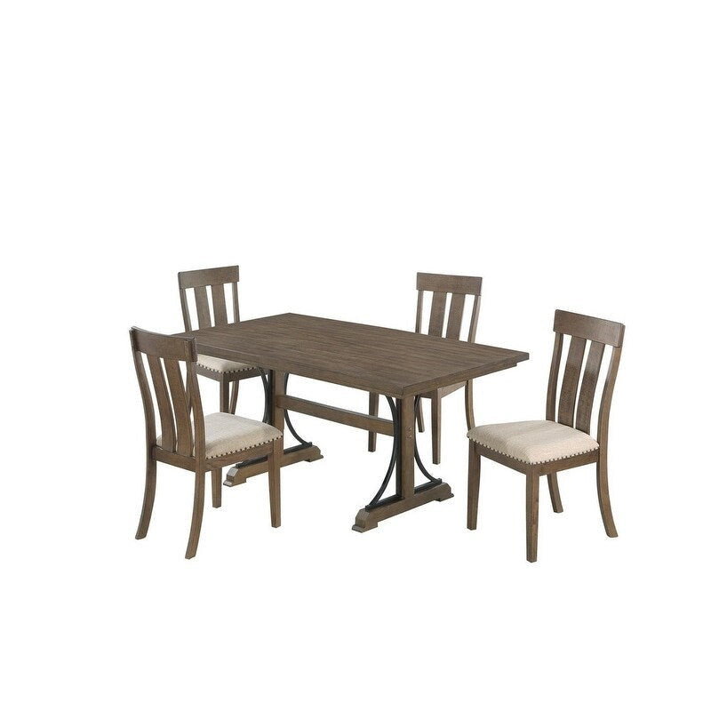 Best Quality Furniture Rustic Brown Oak Dining Sets