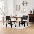 Saddle leather woven dining chair, solid wood legs, suitable for dining room and living room