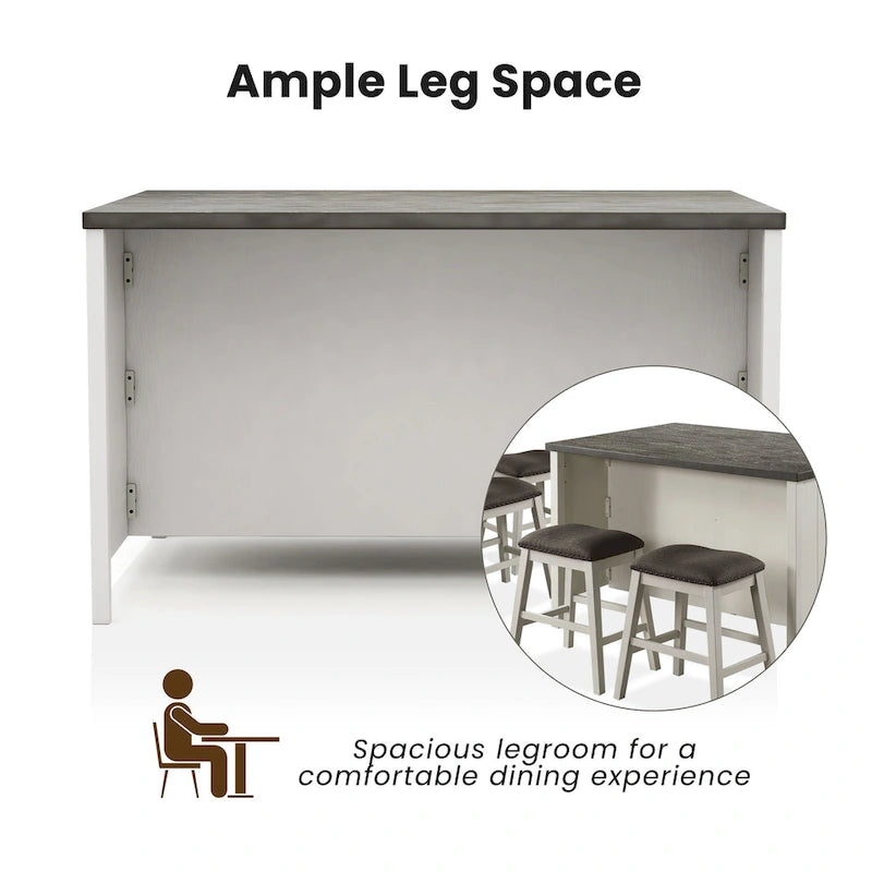 Hanto Transitional White Solid Wood Storage 7-Piece Counter Height Dining Set by Furniture of America