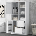 Bathroom Storage Cabinet with Doors and Drawers, Open Shelve, Adjustable Shelf