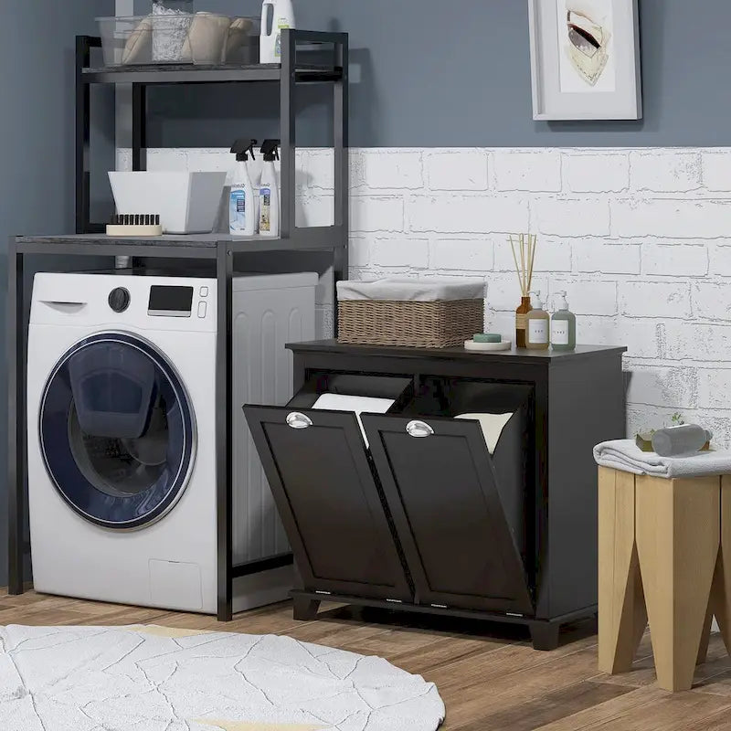 Bathroom Storage Cabinet with Dual Tilt out Laundry Hamper
