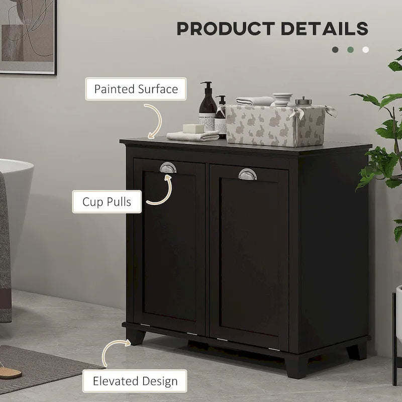 Bathroom Storage Cabinet with Dual Tilt out Laundry Hamper