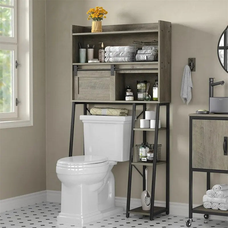 Over The Toilet Storage Cabinet with Toilet Paper Holder Stand - 11.81D x 32.49W x 60.63H
