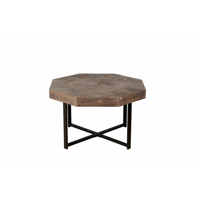 30-Inch Wood Octagonal Vintage Patchwork Coffee Table