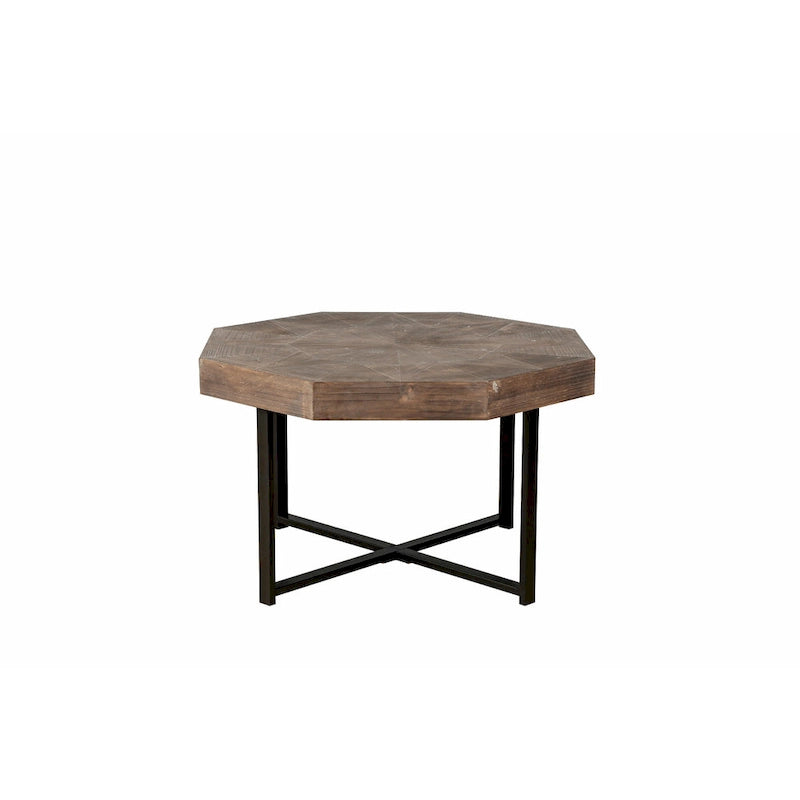 30-Inch Wood Octagonal Vintage Patchwork Coffee Table