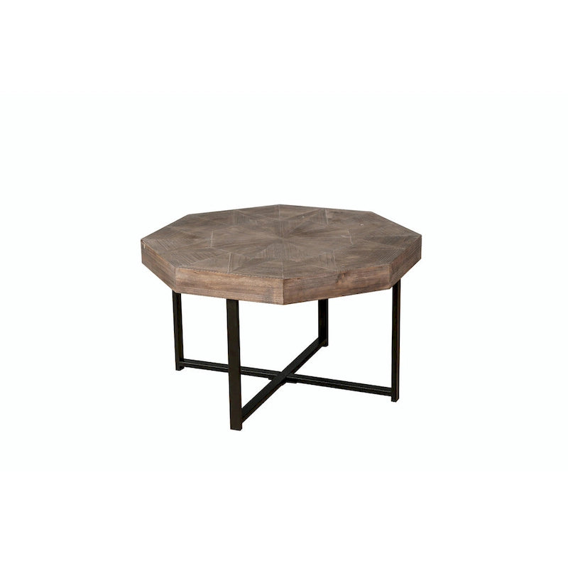 30-Inch Wood Octagonal Vintage Patchwork Coffee Table